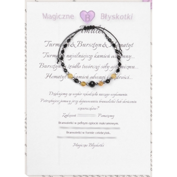 Bransoletka celebrytka czarny TURMALIN BURSZTYN HEMATYT ochrona i szczęście